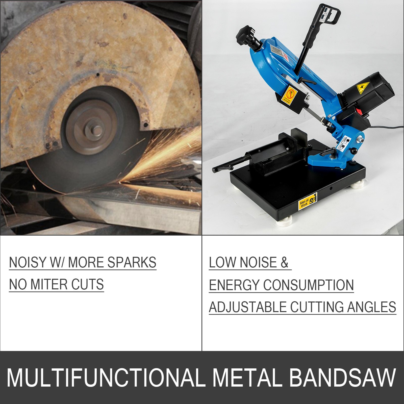 VEVOR Metal Bandsaw 1000W Vertical Metal Bandsaw 0°-45° Metal Band Saw Band Saw Metal Table Top Bandsaw Table Top Metal Band Saw for Metal for Cutting Wood Metal Glass Fiber Plastic
