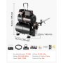 VEVOR Airbrush Kit, 1/6 HP, Air Brush Kit with Air Compressor and Tank, 1 Dual-Action Professional Airbrush with 1 Tip, Hose, Acrylic Paint, 2 Fans, for Cake Decorating, Model Painting, Nail Art