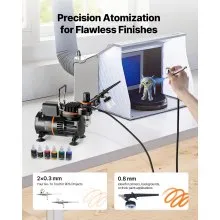 VEVOR Airbrush Kit Air Brush Kit 1/6 HP Air Compressor 3 Airbrushes 3 Tips 2 Fan