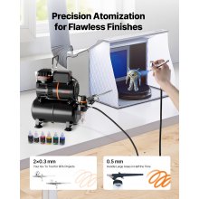 VEVOR Airbrush Kit Air Brush Kit 1/6 HP Air Compressor 3 Airbrushes 3 Tips Tank
