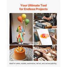 VEVOR Airbrush Kit, 1/6 HP, Air Brush Kit with Air Compressor and Tank, 3 Dual-Action Professional Airbrushes with 3 Tips, Hose, Acrylic Paint, 2 Fans, for Cake Decorating, Model Painting, Nail Art