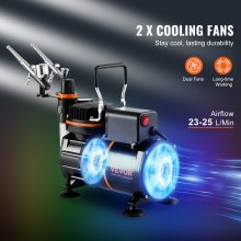 VEVOR Airbrush Kit, Dual Fan Air Compressor Professional Airbrushing System Kit with 3 Airbrushes, Holder, Color Mixing Wheel, Cleaning Brush Set, Air Brush Set for Art Nail Cookie Tattoo Makeup Cake