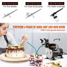 Kit de aerógrafo VEVOR, juego de aerógrafo profesional con compresor, kit de sistema de aerografía con aerógrafos multiusos de alimentación por gravedad de doble acción, arte para uñas, galletas, tatuajes
