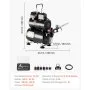 VEVOR Airbrush Kit, 1/6 HP, Air Brush Kit with Air Compressor and Tank, 1 Dual-Action Professional Airbrush with 3 Tips, Acrylic Paint, Low Noise, for Cake Decorating, Model Painting, Nail Art