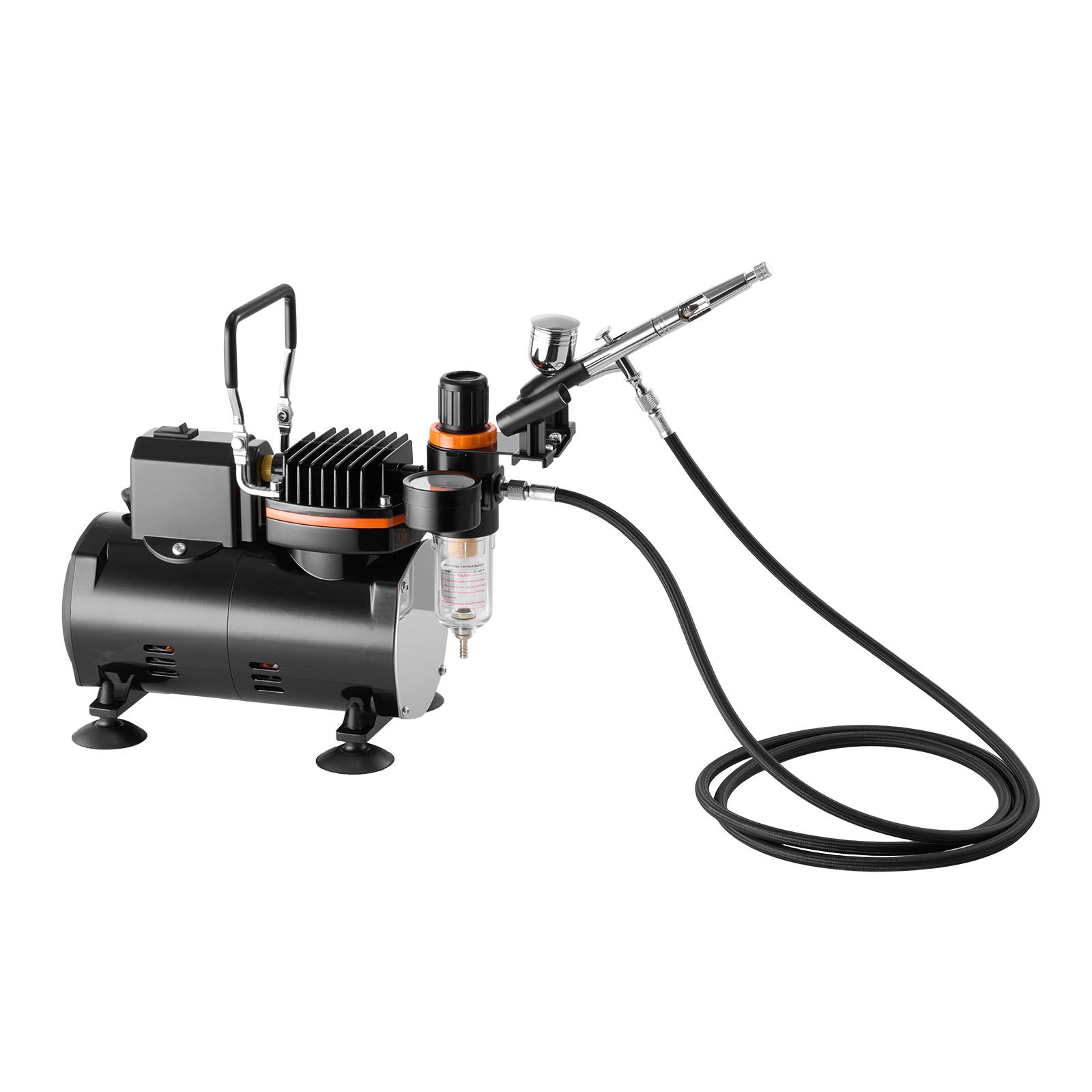 VEVOR Airbrush Kit, 1/6 HP, Air Brush Kit with Air Compressor, 1 Dual-Action Professional Airbrush with 3 Tips, Hose, Holder, Cleaning Set, Low Noise, for Cake Decorating, Model Painting, Nail Art