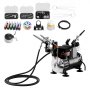 VEVOR Airbrush Kit, 1/6 HP, Air Brush Kit with Air Compressor, 3 Dual-Action Professional Airbrushes with 3 Tips, Hose, Acrylic Paint, Brush, Low Noise, for Cake Decorating, Model Painting, Nail Art