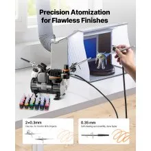 VEVOR Airbrush Kit Air Brush Kit 1/6 HP Air Compressor 3 Airbrushes 3 Tips Paint