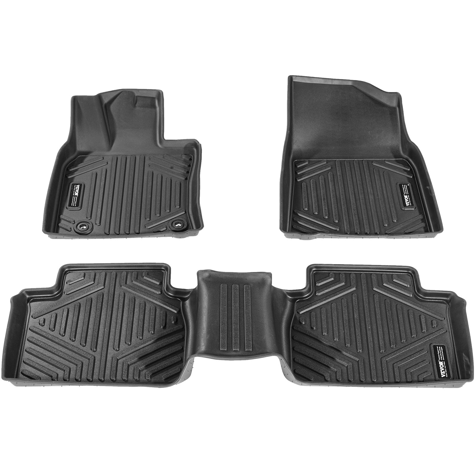VEVOR Automotive Floor Mats, Fits for Toyota Camry 2018-2024, 3 pcs Front and 2nd Row Liners, All Weather Custom Fit TPE Vehicle Floor Mats, Easy to Clean and Secure Floor Liners for SUV, Black