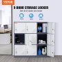 VEVOR 9 Doors Metal Storage Cabinet Employees Steel Storage Cabinet Office Gray