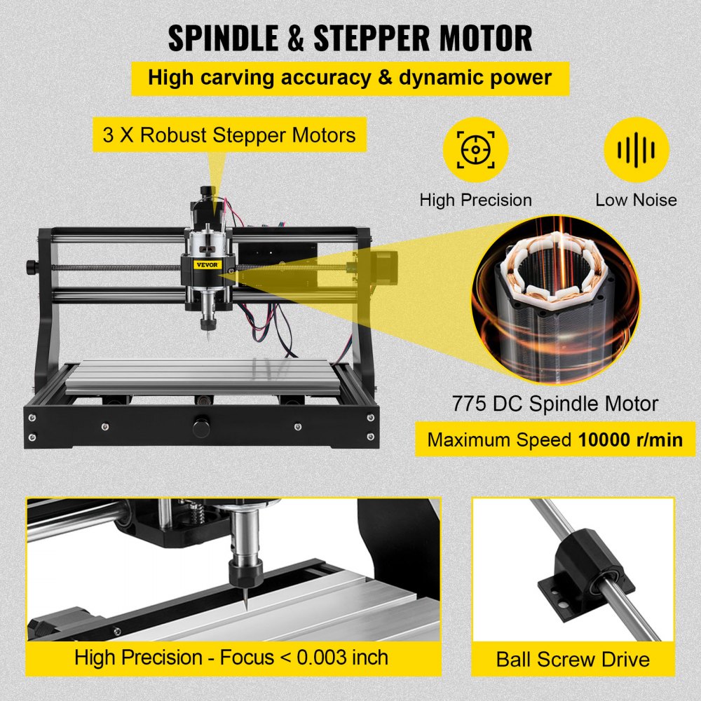 VEVOR CNC 3018 PRO Router Machine, GRBL Control 3-Axis Milling Engraver Engraving Machine, DIY CNC Router Kit with Transparent Enclosure, Offline Controller, for Wood Acrylic Plastic PCB PVC Carving