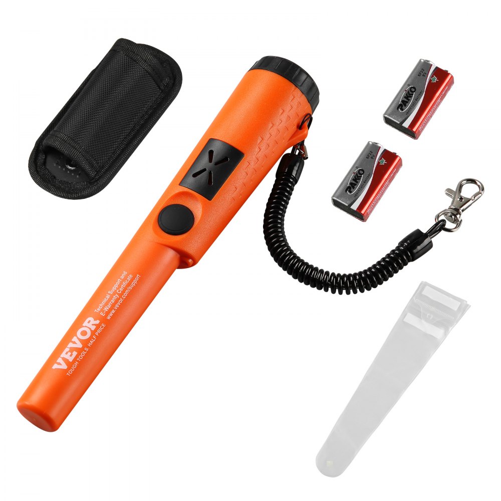 VEVOR Metal Detector Pinpointer, Partial Waterproof Handheld Pin Pointer  Wand, 1.96 Detection Depth, 3 Modes, Treasure Hunting Probe with Holster,  Waterproof Bag and 9V Battery, for Adults and Kids