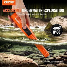 VEVOR Metal Detector Pinpointer, IP68 Fully Waterproof Handheld Pin Pointer Wand, 4.5" Detection Depth, 3 Modes, Professional Treasure Hunting Probe with Holster and 9V Battery, for Adults and Kids