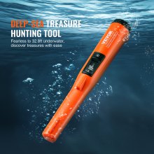 VEVOR Metal Detector Pinpointer, IP68 Fully Waterproof Handheld Pin Pointer Wand, 4.5" Detection Depth, 3 Modes, LCD Screen, Treasure Hunting Probe with Holster and 9V Battery, for Adults and Kids