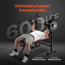 VEVOR Weight Bench Sit up Bench Home Gym Strength Training Adjustable Foldable