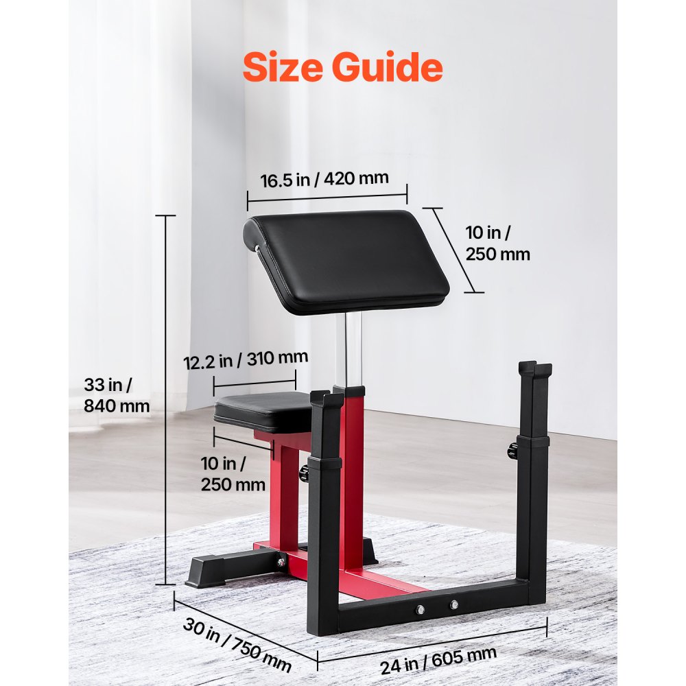 VEVOR Preacher Curl Bench Nastaviteľná domáca posilňovňa Bicepsový stroj na činku
