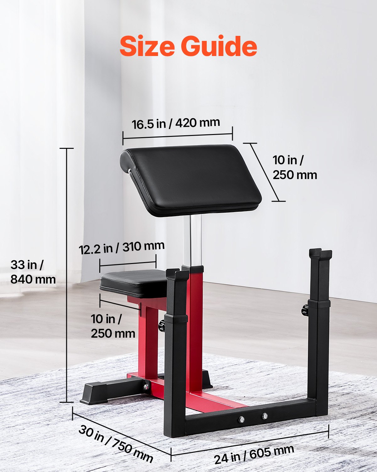 VEVOR Preacher Curl Bench Nastaviteľná domáca posilňovňa Bicepsový stroj na činku