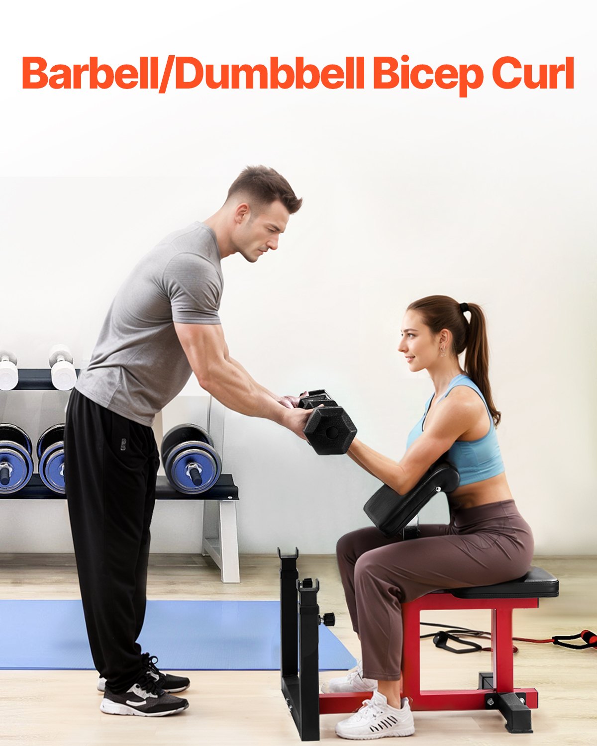 VEVOR Preacher Curl Bench Nastaviteľná domáca posilňovňa Bicepsový stroj na činku