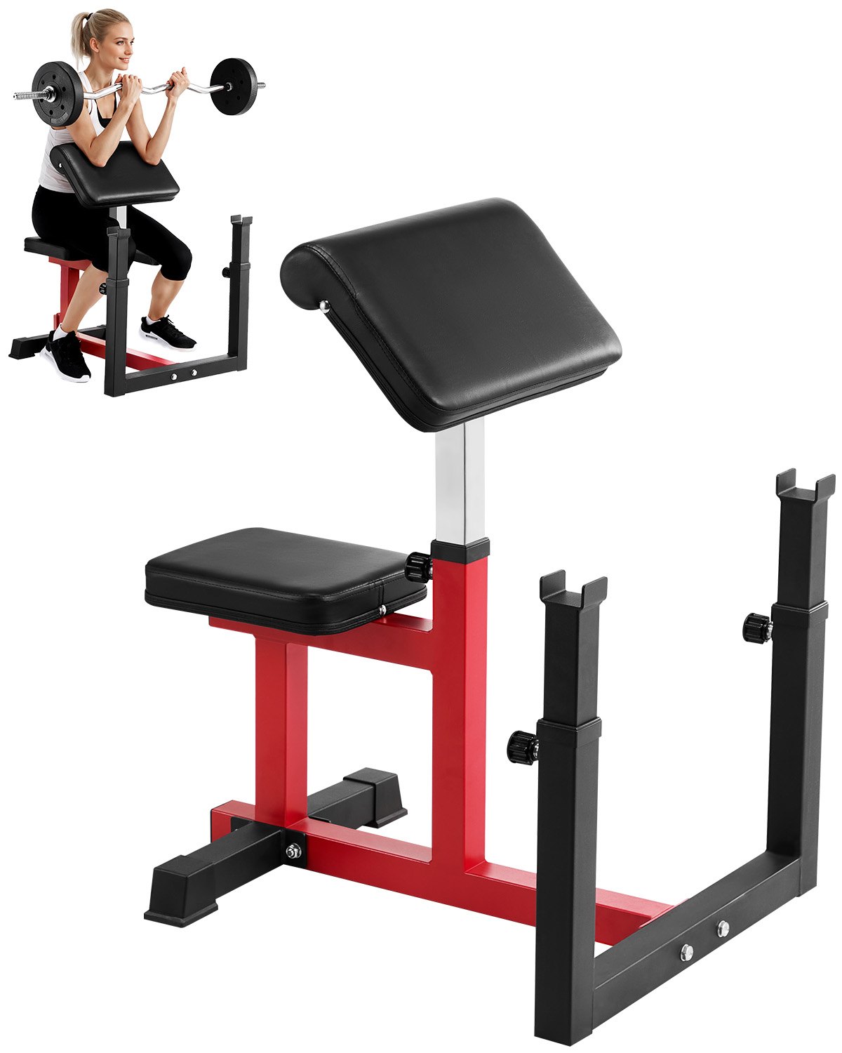 VEVOR Weight Bench with Leg Extension, Strength Training Benches, Max load 440 LBS Home Gym Bench Fitness Equipment, Seated Arm Isolated Barbell Dumbbell Bicep Station, Workout Bench for Home Gym