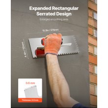 Tile Tools Stainless Steel Squared Notch Tile Trowel 10.9x4.4in Pro Grade