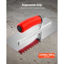 Tile Tools Stainless Steel Squared Notch Tile Trowel 10.9x4.4in Pro Grade
