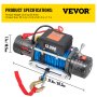 VEVOR Electric Winch 13000lb Load Capacity Truck Winch Compatible with Jeep Truck SUV Synthetic Rope 12V Power Winch with Wireless Remote Control, Powerful Motor for ATV UTV Off Road Trailer(Blue)
