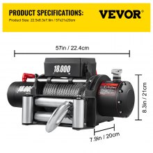 VEVOR Truck Winch 18000lbs Electric Winch 75ft/22.8m Cable Steel 12V Power Winch Jeep Winch with Wireless Remote Control and Powerful Motor for UTV ATV & Jeep Truck Wrangler in Car Lift