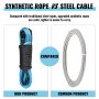 VEVOR Winch Rope Synthetic Cable 0.32"x98' 13228LB Capacity ATV Recovery BLUE