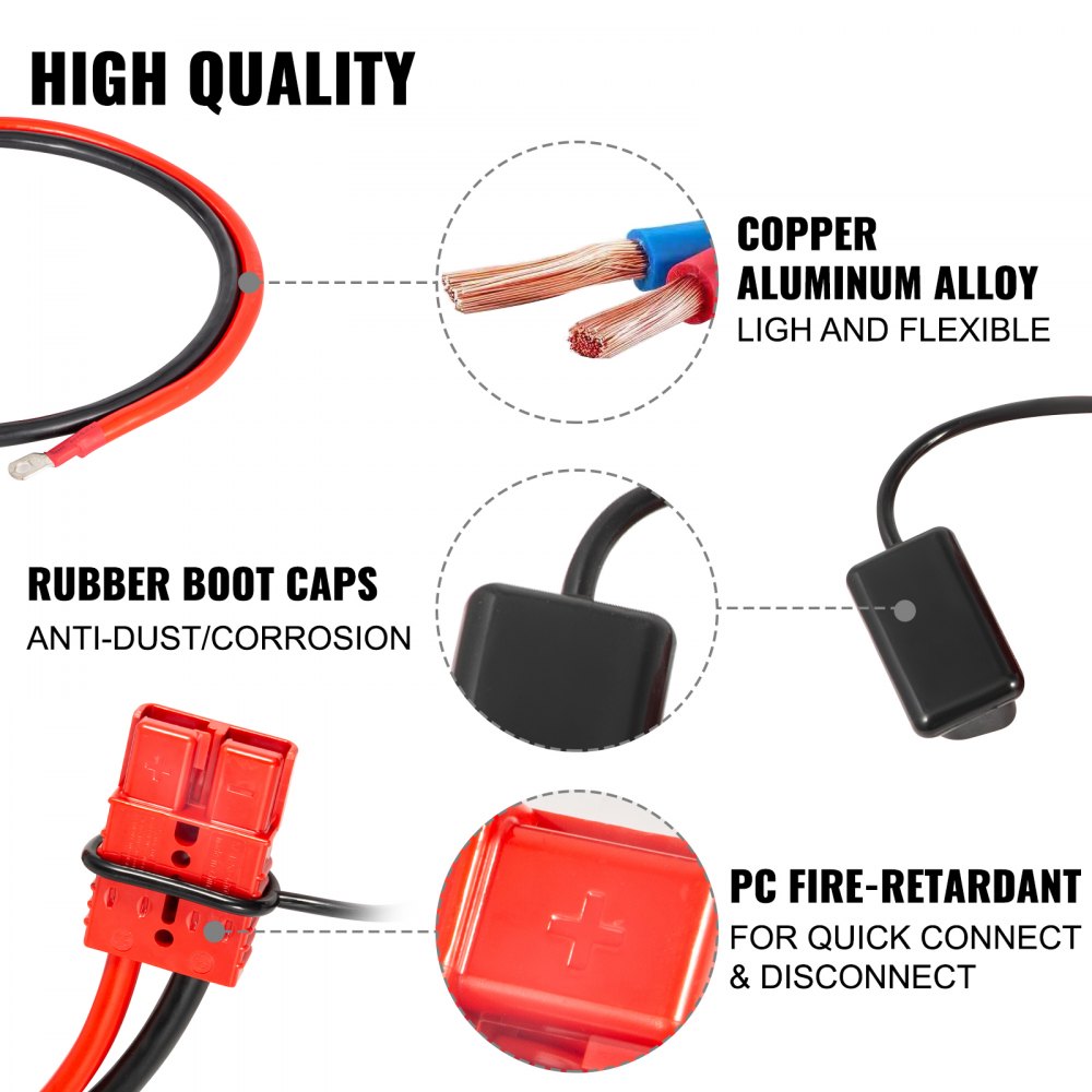 VEVOR Winch Wiring Kit 2 Gauge 32 FT Winch Quick Connect Power Cable, Universal Hi-Amp Wiring Kit, Power Disconnect Jumper Cable Connector Kit, Winch Power Cable Kit for Trailer/ Truck Winch/ ATV