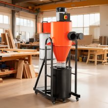 VEVOR Dust Collector, 763 CFM 1 Micron Cyclone Dust Collector, 1.5HP Dusts Collection System with 12.5-Gallon Dust Collector Bag & Base Stand, Smart Cyclone Separation, Dusts Separator for Woodworking