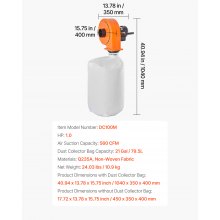 VEVOR Dust Collector, Wall Mount Dust Collector 1 HP, 560 CFM Woodworking Dusts Collectors with 2.5 Micron Collectors Bag, Dusts Collection System for Woodworking/Workshop, Industrial Factories
