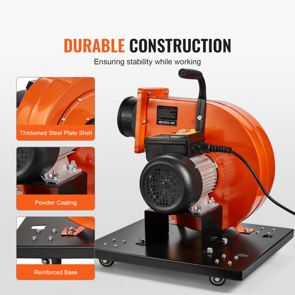VEVOR Dust Collector, 781.54 m³/h Air Flow, Rolling Dust Collector with 80-Liter Dust Collection Bag, 2.5 Micron Bag Filtration, Industrial Workshop Mobile Wood Dust Container with Handle and Wheels