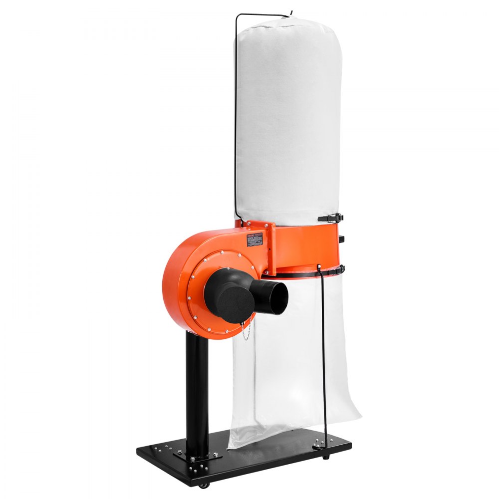 VEVOR Dust Collector, 800 CFM 2.5 Micron Vortex Cone Dust Collectors, 1HP Sawdust Collection System with 60L Dusts Collector Bag, Filter Bag, and Casters, 2800 RPM High Speed, for Woodworking