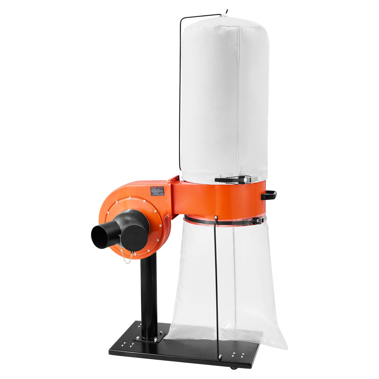 VEVOR Dust Collector, 800 CFM 2.5 Micron Vortex Cone Dust Collectors, 1HP Sawdust Collection System with 60L Dusts Collector Bag, Filter Bag, and Casters, 2800 RPM High Speed, for Woodworking
