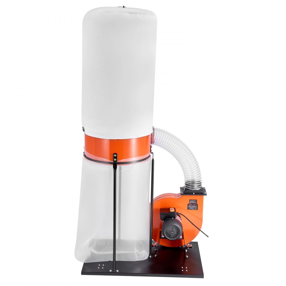 VEVOR Dust Collector, 1200 CFM 2.5 Micron Vortex Cone Dust Collectors, 2.0HP Sawdust Collection System with 132.5L Dusts Collector Bag & 159L Filter Bag, 2800 RPM High Speed, for Woodworking
