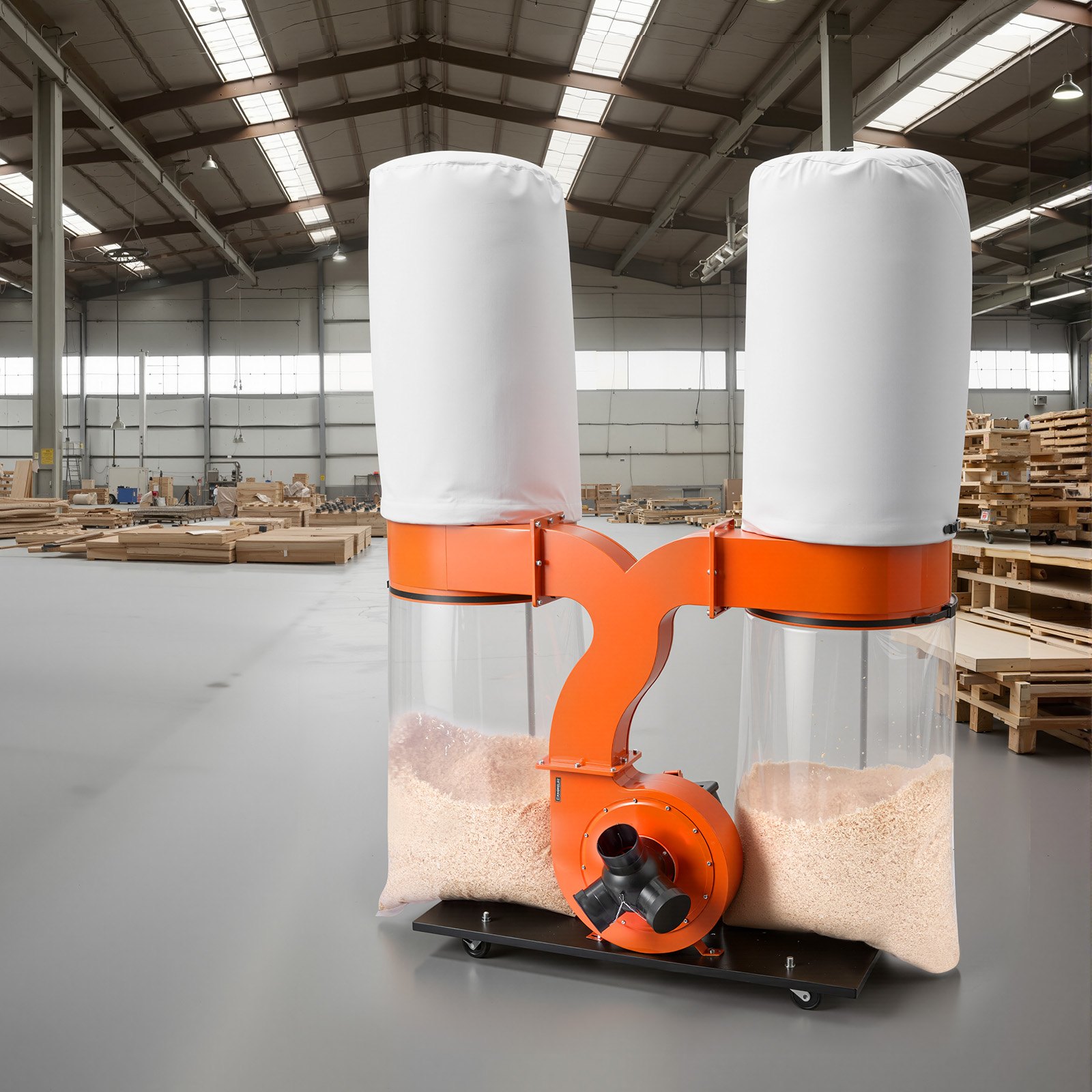 VEVOR Dust Collector, 1550 CFM 2.5 Micron Vortex Cone Dust Collectors, 3.0HP Sawdust Collection System with Two 132.5L Dusts Collector Bags & Two 159L Filter Bags, 2800 RPM, Non-Woven Fabric