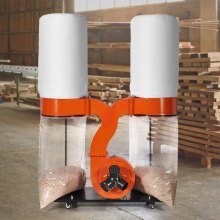 Dual Collector Wood Workshop Dust Container 3 HP 1550 CFM Filter Cleaner