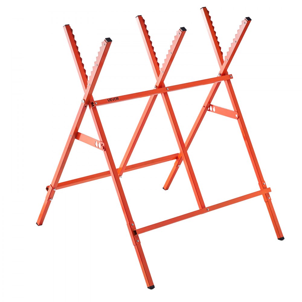 VEVOR Saw Horses, Folding Work Horses, 117.9 kg (260 lbs) Load Capacity Sawhorse with Heavy Duty Legs, Adjustable Height Saw Horse with Non-Slip Foot Pads, for Woodworking, Carpenters & Contractors