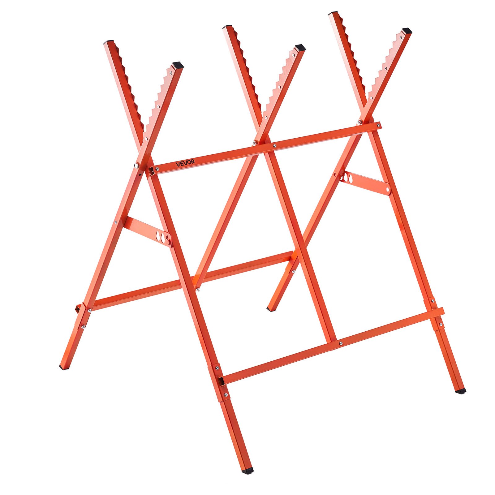 VEVOR Saw Horses, Folding Work Horses, 117.9 kg (260 lbs) Load Capacity Sawhorse with Heavy Duty Legs, Adjustable Height Saw Horse with Non-Slip Foot Pads, for Woodworking, Carpenters & Contractors