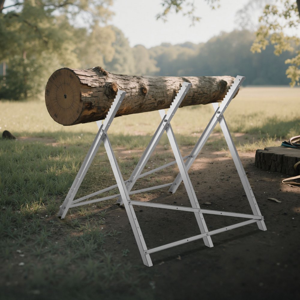 VEVOR Saw Horse, 149.7 kg Capacity Folding Work Horse with Heavy Duty Legs, All-Metal Sawhorses with High-Quality Steel Frame, Aligned Serrated Structure, for Woodworking, Carpenters & Contractors