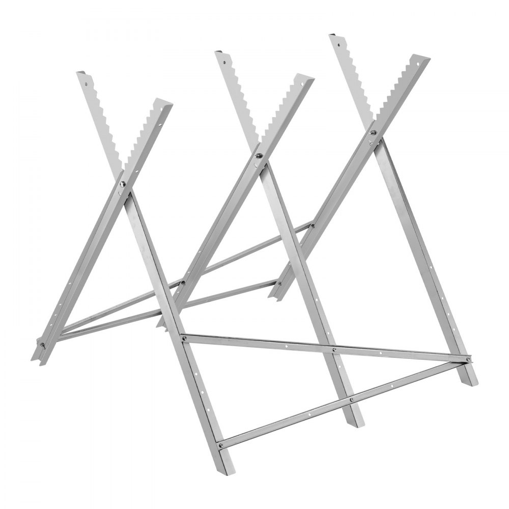 VEVOR Saw Horse, 149.7 kg Capacity Folding Work Horse with Heavy Duty Legs, All-Metal Sawhorses with High-Quality Steel Frame, Aligned Serrated Structure, for Woodworking, Carpenters & Contractors