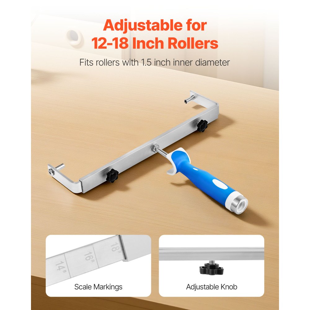 VEVOR 18 Inch Paint Roller Frame, 12-18 in Adjustable Frame with Marked Scale, Lightweight Painting Supplies for Wall House Homes, Metal Roller Tool for Large-Scale Painting Projects, Blue & Silver