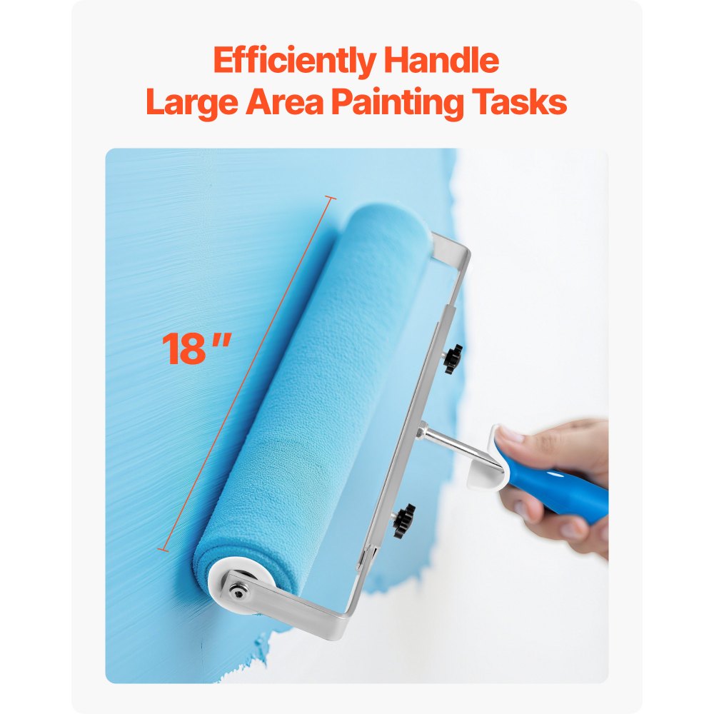 VEVOR 18 Inch Paint Roller Frame, 12-18 in Adjustable Frame with Marked Scale, Lightweight Painting Supplies for Wall House Homes, Metal Roller Tool for Large-Scale Painting Projects, Blue & Silver