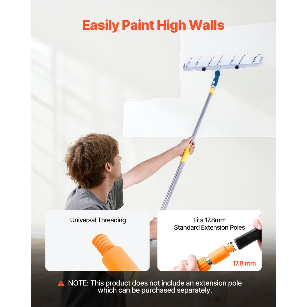 VEVOR 18 Inch Paint Roller Frame, 12-18 in Adjustable Frame with Marked Scale, Lightweight Painting Supplies for Wall House Homes, Metal Roller Tool for Large-Scale Painting Projects, Blue & Silver