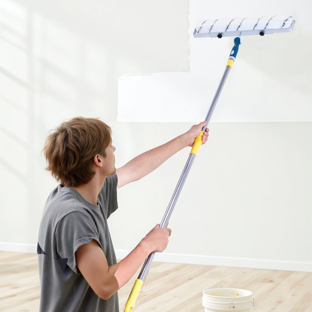 VEVOR 18 Inch Paint Roller Frame, 12-18 in Adjustable Frame with Marked Scale, Lightweight Painting Supplies for Wall House Homes, Metal Roller Tool for Large-Scale Painting Projects, Blue & Silver