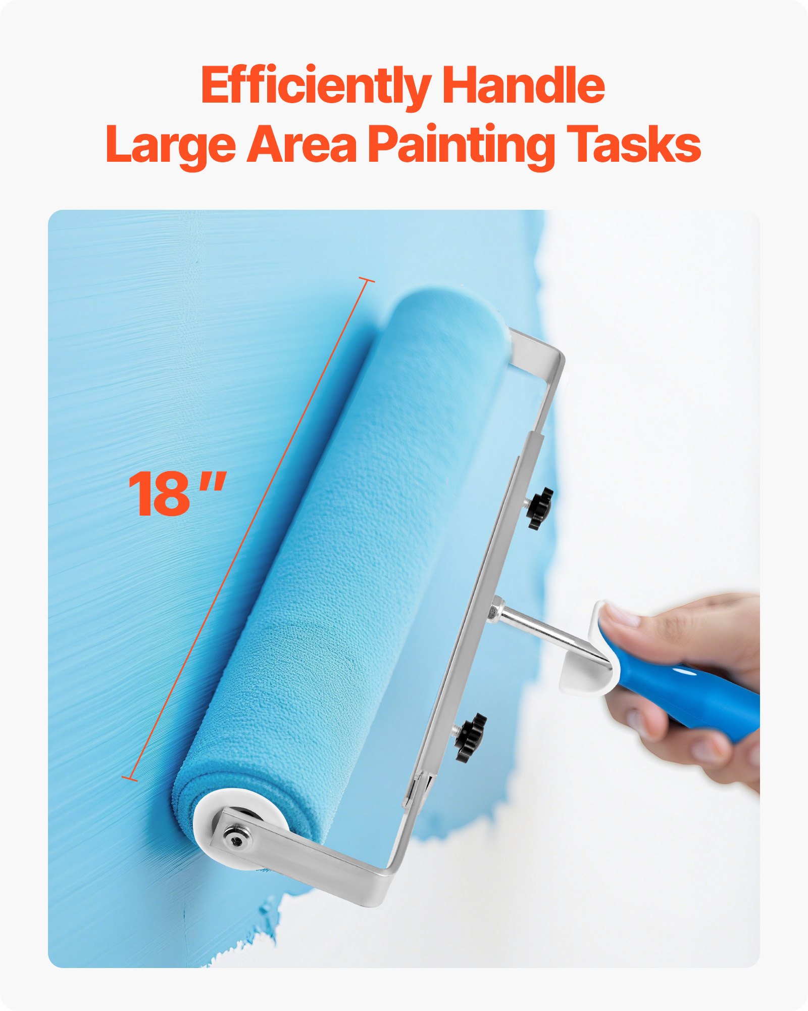 VEVOR 18 Inch Paint Roller Frame, 12-18 in Adjustable Frame with Marked Scale, Lightweight Painting Supplies for Wall House Homes, Metal Roller Tool for Large-Scale Painting Projects, Blue & Silver