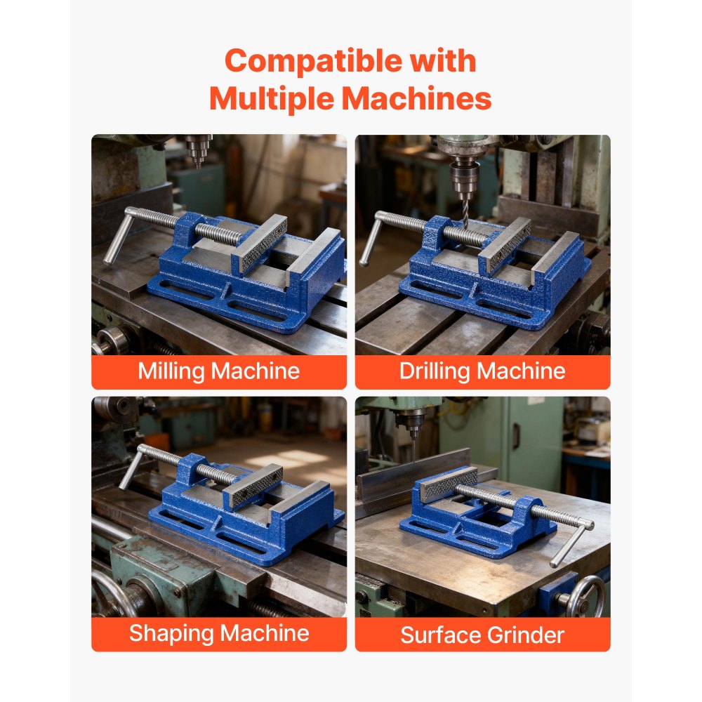 VEVOR Drill Press Vise, 4 Inch Jaw Width, Portable Bench Vise, Slotted Base for Easy Installation, Durable Cast Iron Construction, Workbench Vice, for Woodworking, Metalworking, Drilling, and Cutting