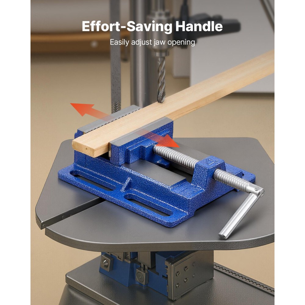 VEVOR Drill Press Vise, 4 Inch Jaw Width, Portable Bench Vise, Slotted Base for Easy Installation, Durable Cast Iron Construction, Workbench Vice, for Woodworking, Metalworking, Drilling, and Cutting