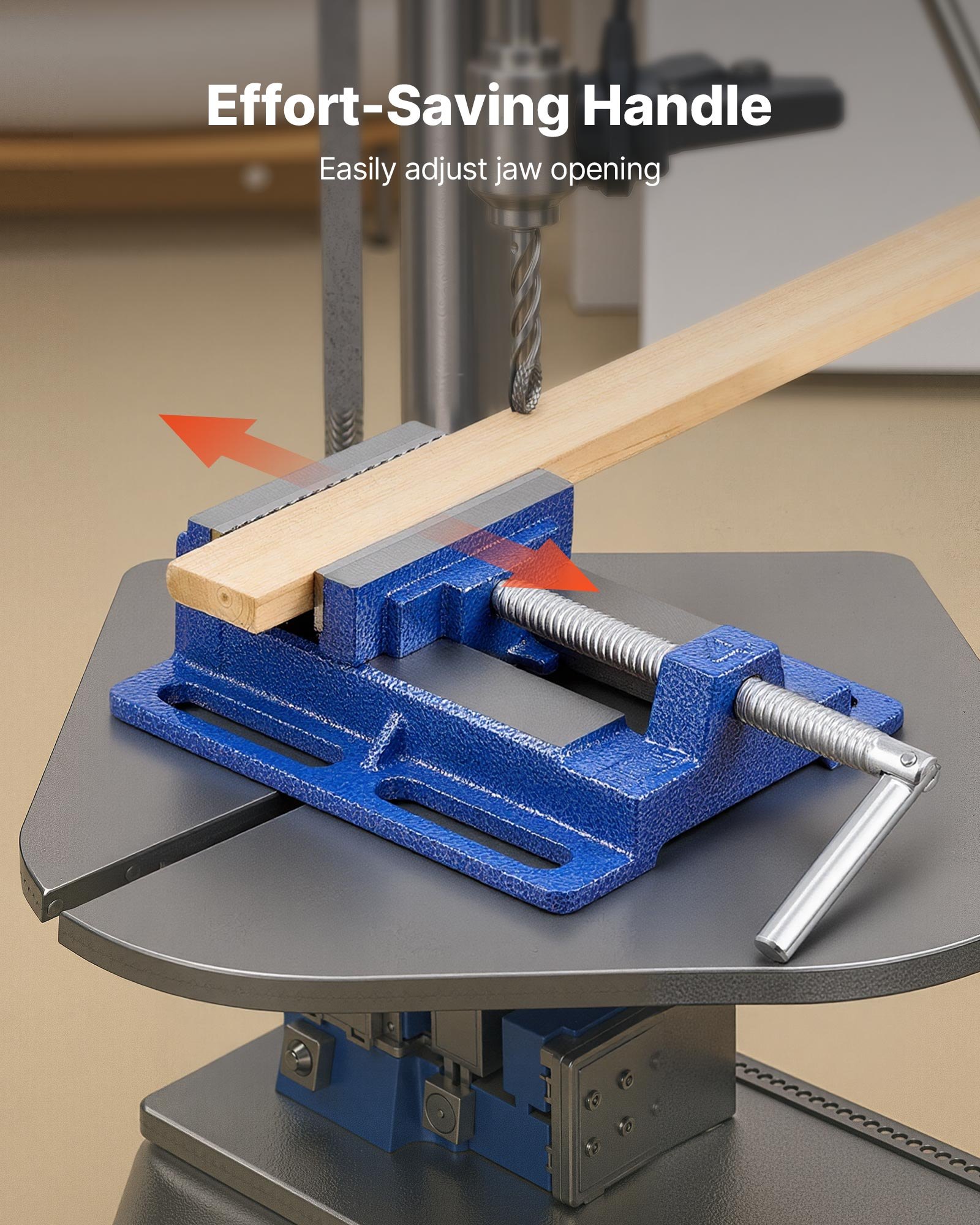 VEVOR Drill Press Vise, 4 Inch Jaw Width, Portable Bench Vise, Slotted Base for Easy Installation, Durable Cast Iron Construction, Workbench Vice, for Woodworking, Metalworking, Drilling, and Cutting