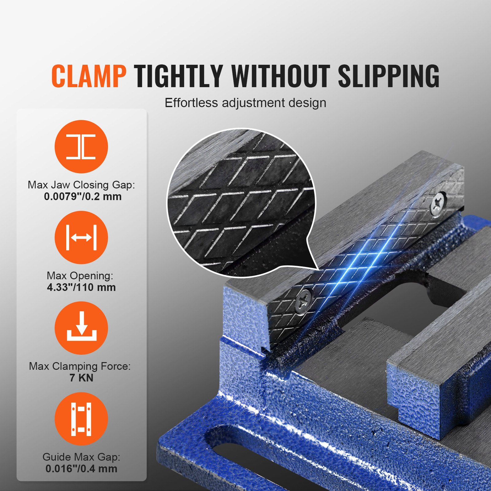 VEVOR Drill Press Vise, 4 inch Heavy-duty Bench Vise, Low-profile Drill Press Vice, 6.6" Jaw Width, 4.33" Jaw Opening, Vise for Drill, Mill, Woodwork, Machinery Maintenance