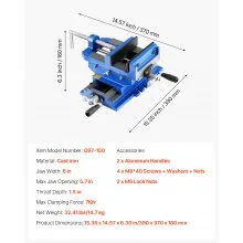 VEVOR Cross Slide Drill Press Vise, 6 Inch Jaw Width, 2 Way X-Y Axis Bench Vise, 5.7 Inch Max Jaw Opening, Heavy Duty Cast Iron, Workbench Vice Clamp, for Woodworking Drilling CNC Milling Machine